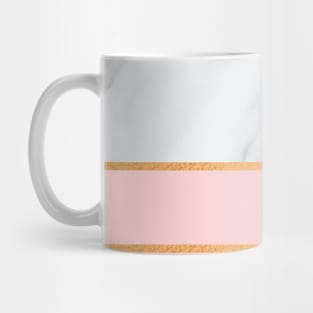 Gray and White Marble with Rose Pink and Copper Gold Stripes Mug